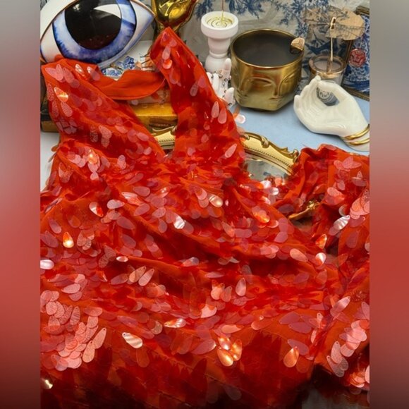 🆕 MISHA COLLECTION 🧿 NWOT Red Sapphire Sequins Mini Dress, Sz M - US 6 - Picture 14 of 16